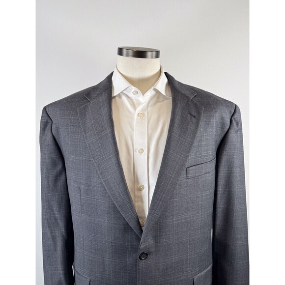Burberry Mens Blazer Windowpane Gray Two Button Wool Sports Coat Suit Jacket 46R - Picture 9 of 14